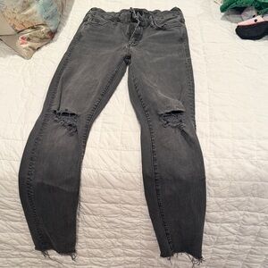 Mother Denim lStylish Gray Distressed Women Jeans